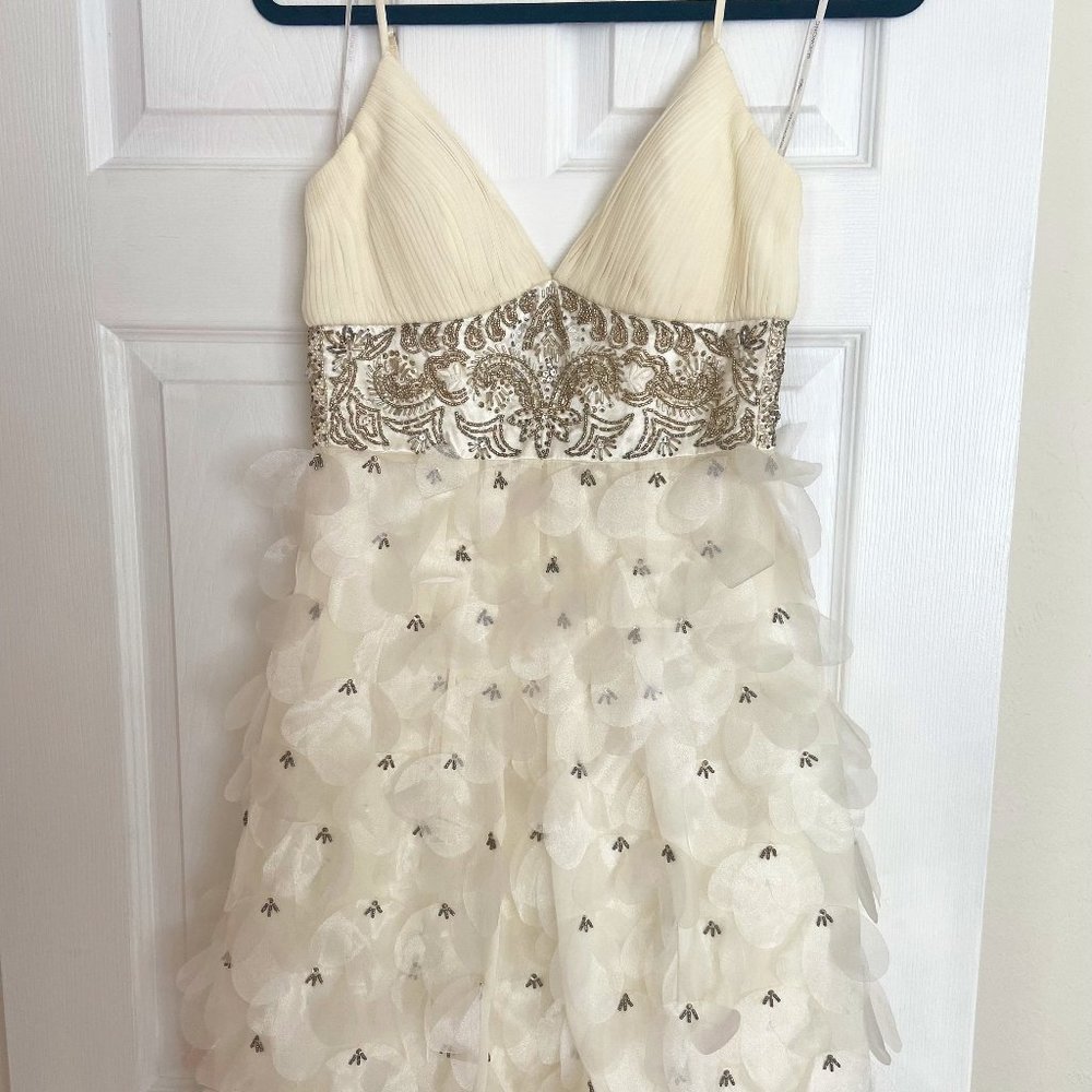 SUE WONG Nocturne Ivory Beaded Cocktail Bridal Dress Womens size 4